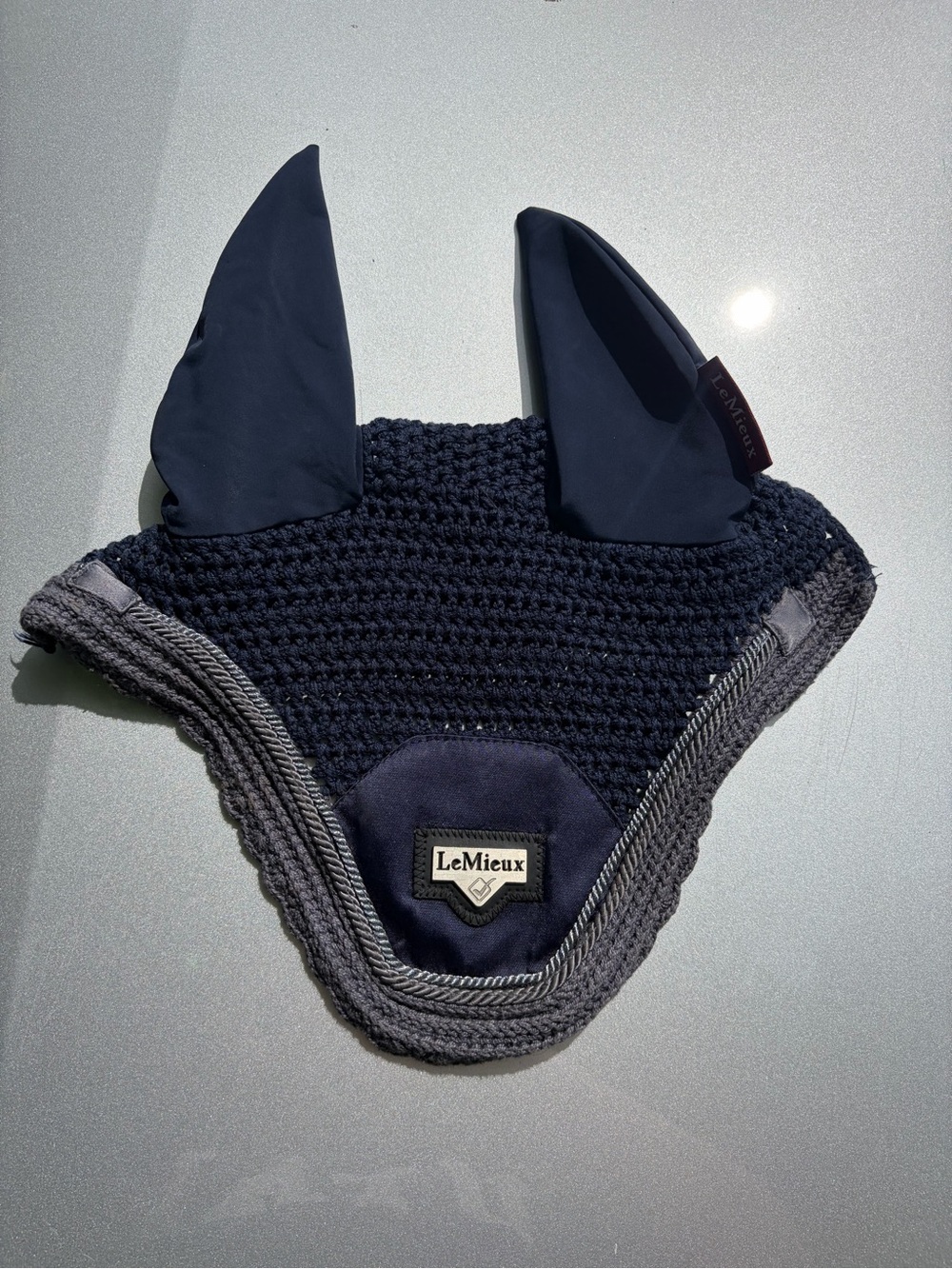 LeMieux Navy & Gray Ear Bonnet for Horses